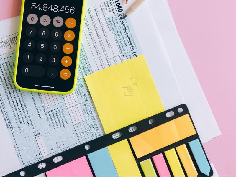 Calculator and sticky notes