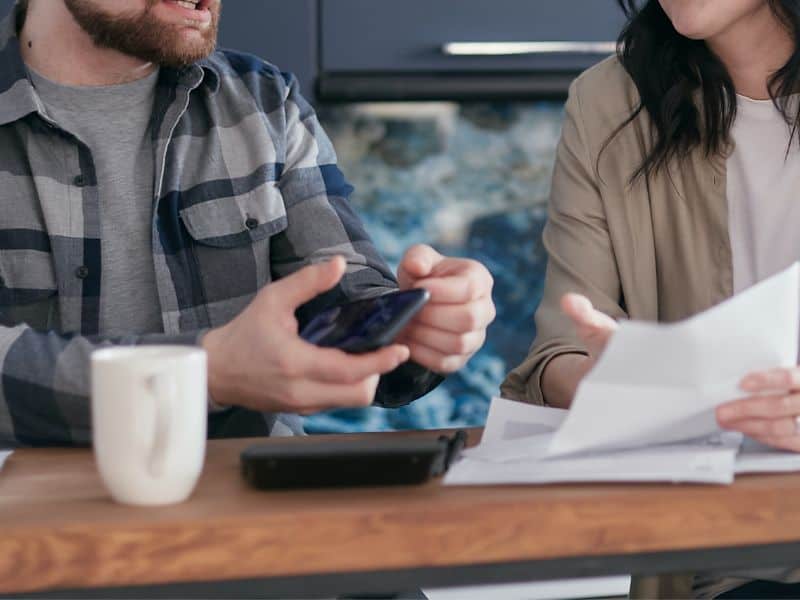 Couple talking over taxes